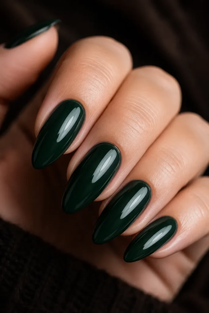 Fall Nails 4 03 — Deep Forest Green Nails
