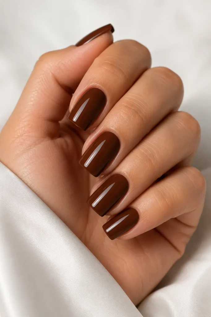 Fall Nails 5 04 — Rich Chocolate Brown Nails