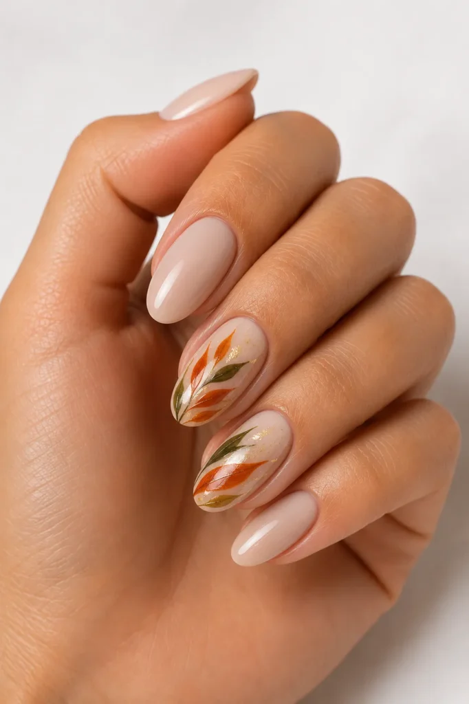 Fall Nails 8 07 — Abstract Autumn Leaf Nail Art