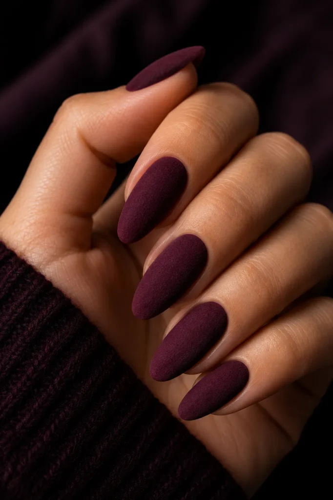 Fall Nails 10 09 — Velvet Matte Nails in Deep Plum