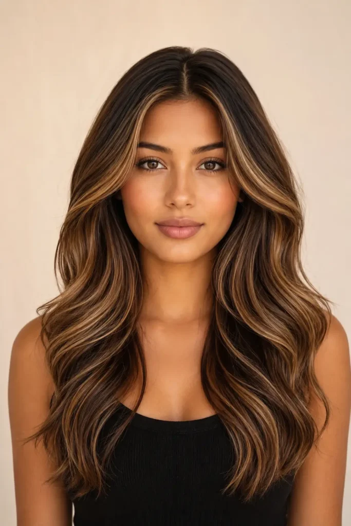 1. Classic Caramel Balayage on Dark Brown Hair