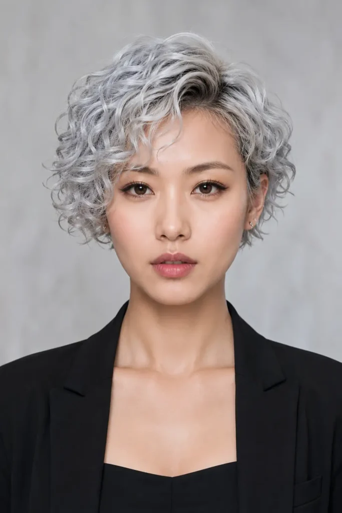 10. Cropped Curls for Naturally Curly Gray Hair