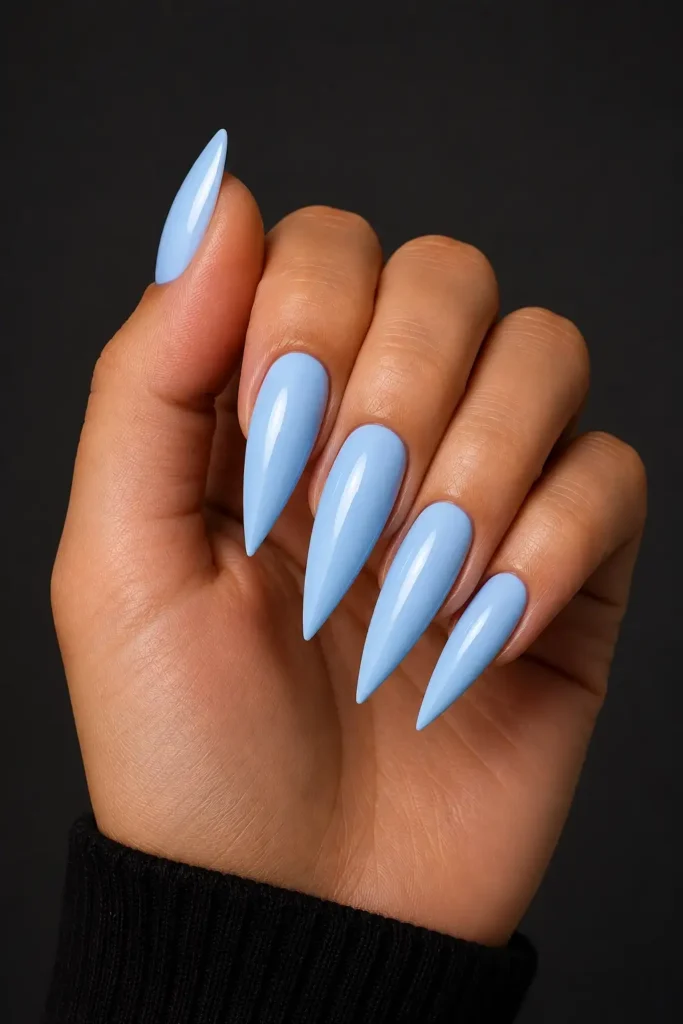 Light Blue Nail Ideas 12 10. Light Blue Stiletto Nails