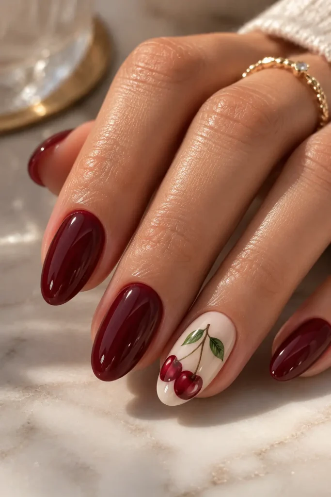 Burgundy Nails 12 11 — Burgundy Cherry Nail Art
