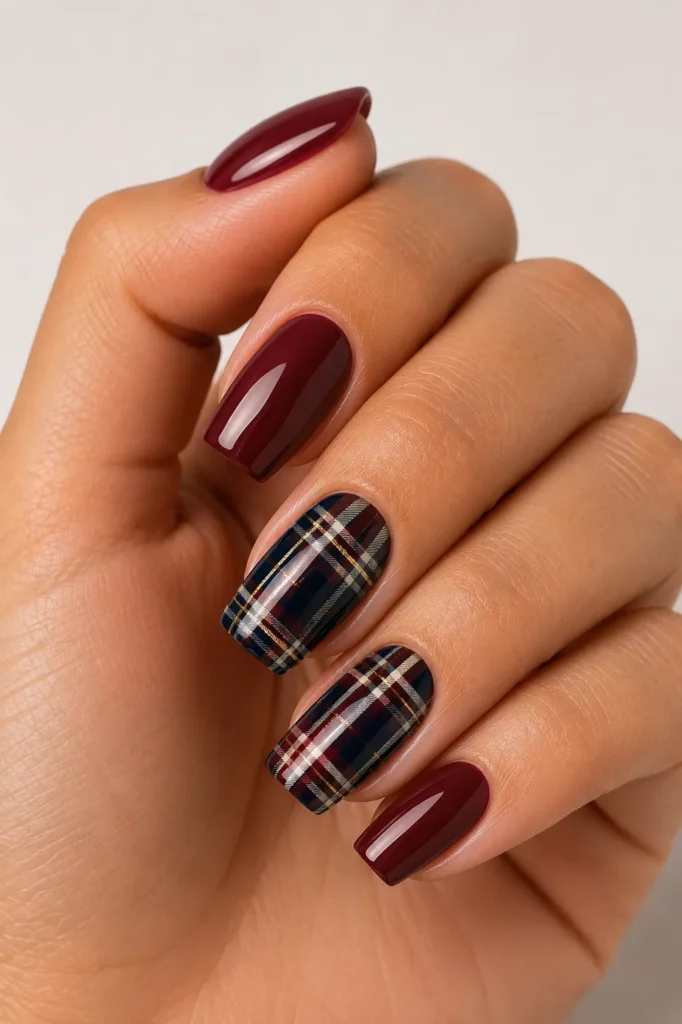 Fall Nails 12 11 — Plaid Nail Art