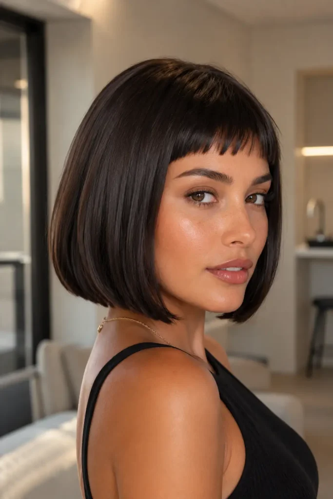 11. Chin Length Bob with Micro Fringe