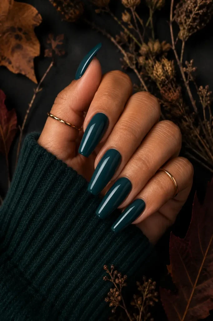 Fall Nail Color Ideas 13 11. Dark Teal