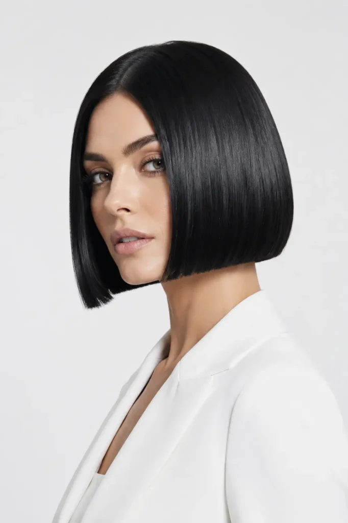 11. Sleek Blunt Bob with Hidden Layers