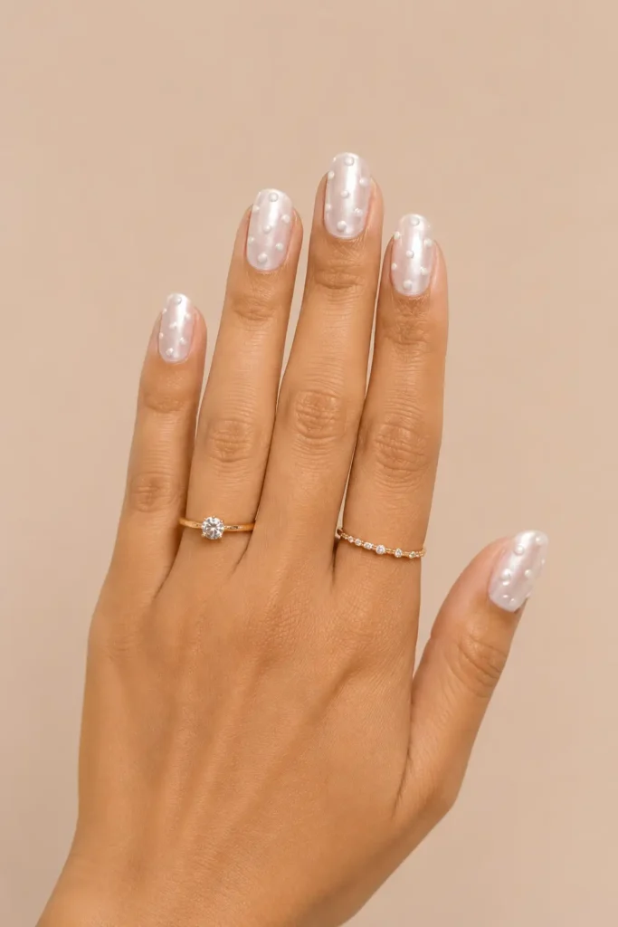 Polka Dot Nails 13 11.All White Tonal Dots on Glazed Base