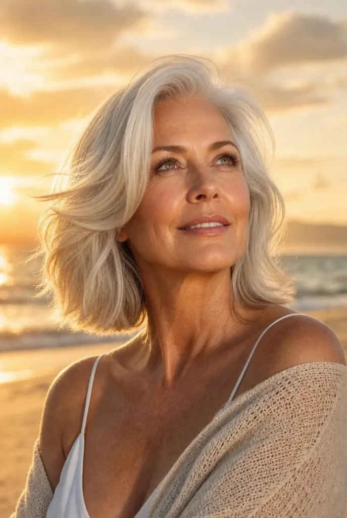 Short Haircuts for Women Over 60 13 12 — Side Parted Lob