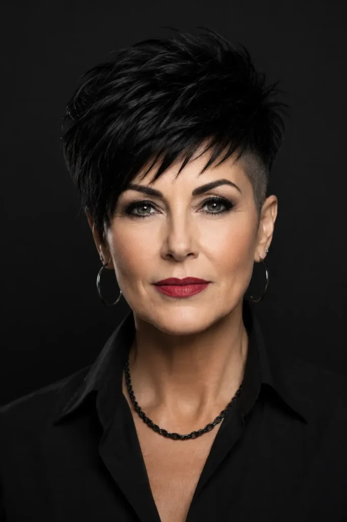 12. Jet Black Choppy Crop With Undercut Sides