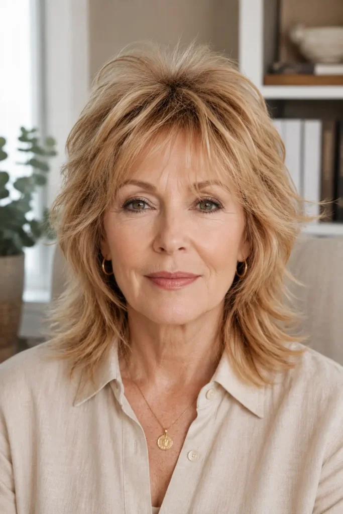 Shaggy Hairstyles for Older Women 14 12. The Volume Boosting Shag for Fine Hair