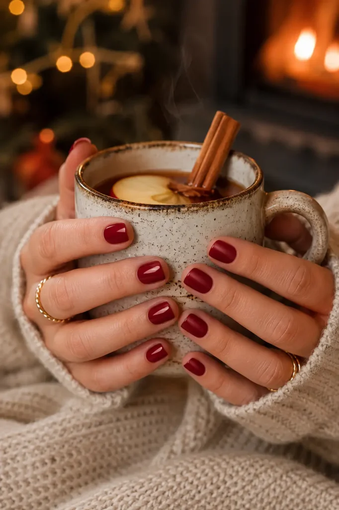 Fall Nail Color Ideas 15 13. Cranberry Red