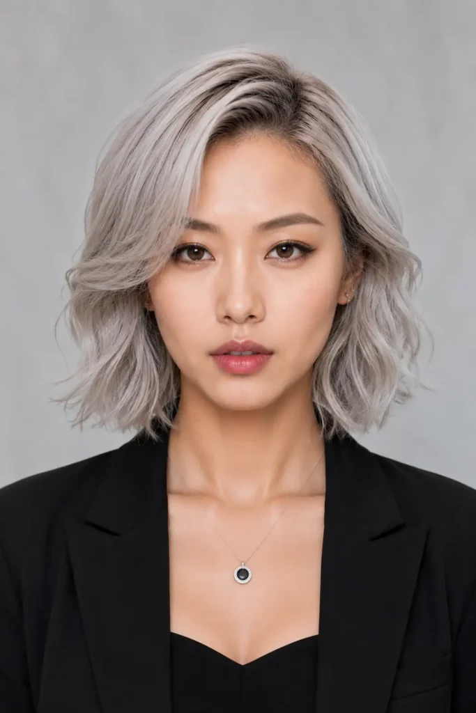 13. The Wavy Lob With Face Framing Layers