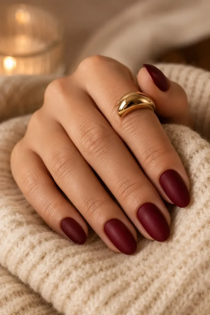 Burgundy Nails 15 14 — Satin Matte Burgundy Gel