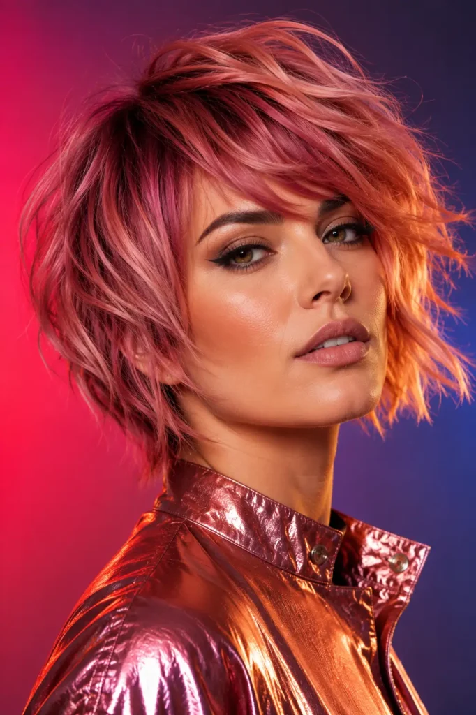 14. Bold Colorful Short Layered Cut