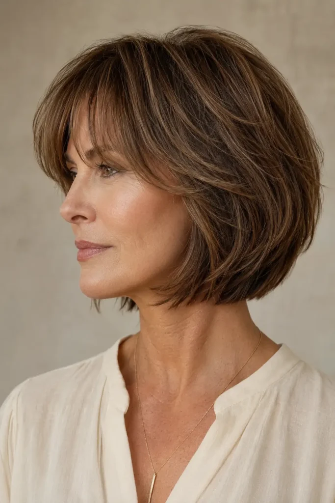 14. Layered Chin Bob with Airy Fringe