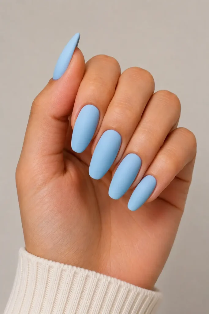 Light Blue Nail Ideas 16 14. Light Blue Matte Nails