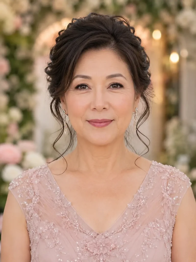 14. Romantic Updo with Loose Tendrils