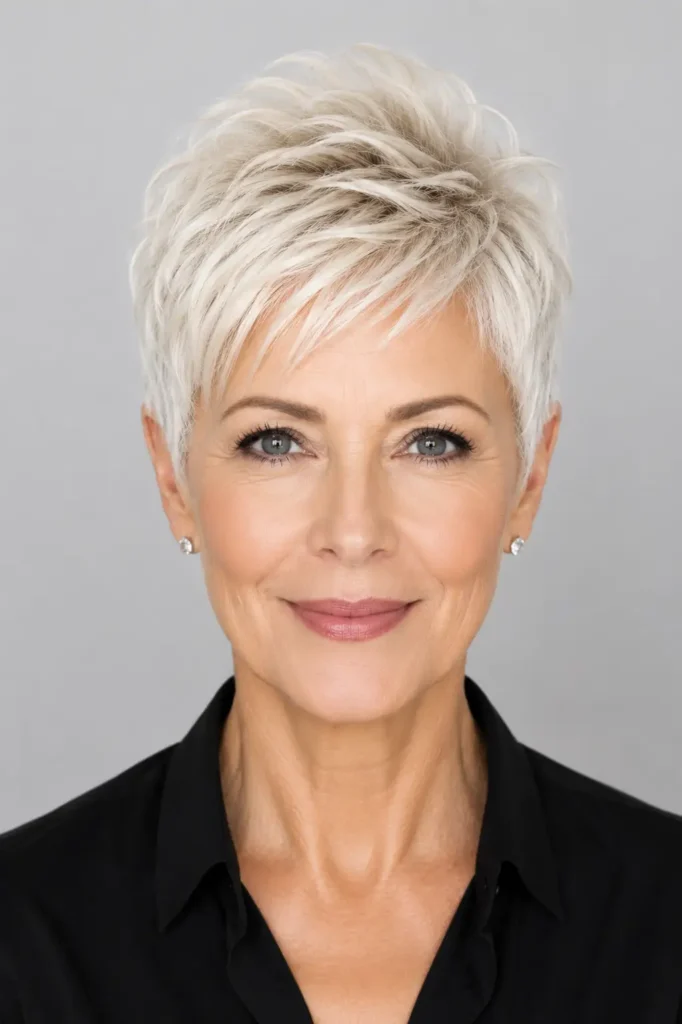 Short Pixie Haircuts for Older Women 17 15. Platinum Blonde Pixie