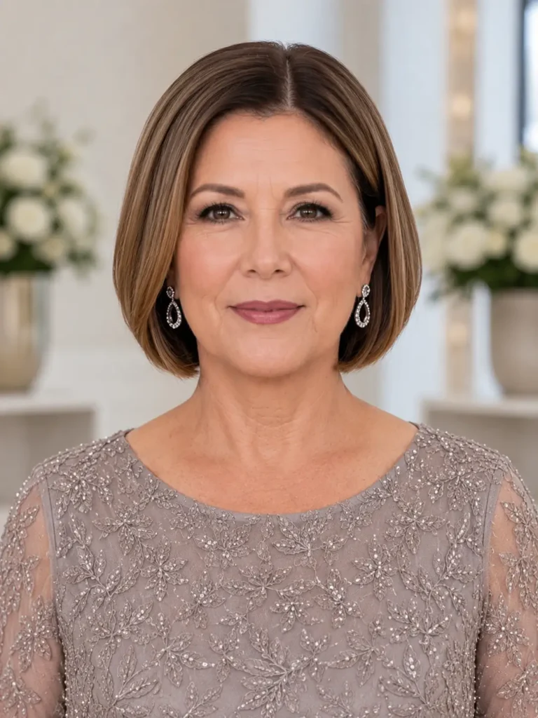 15. Sleek Center Part Bob