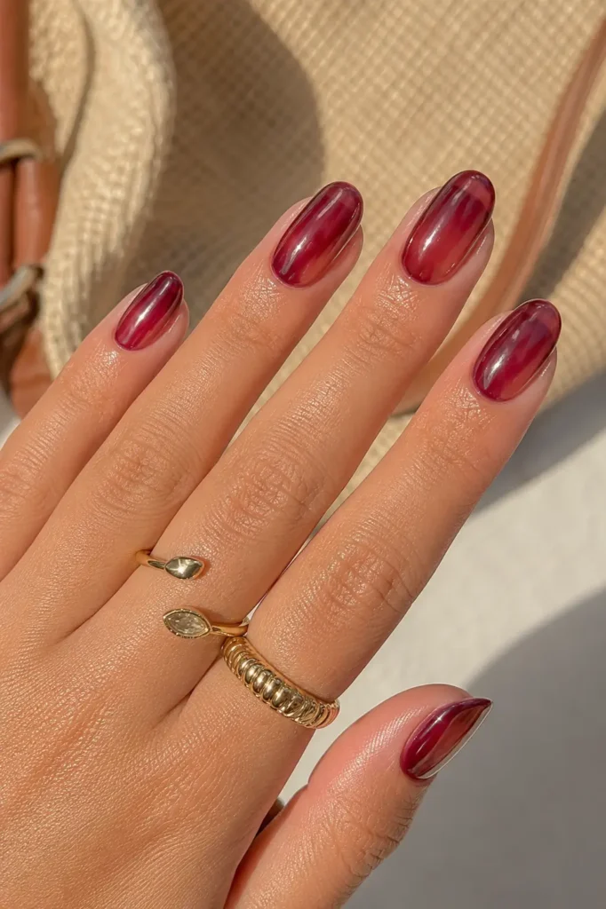 Burgundy Nails 17 16 — Summer Sheer Jelly Burgundy