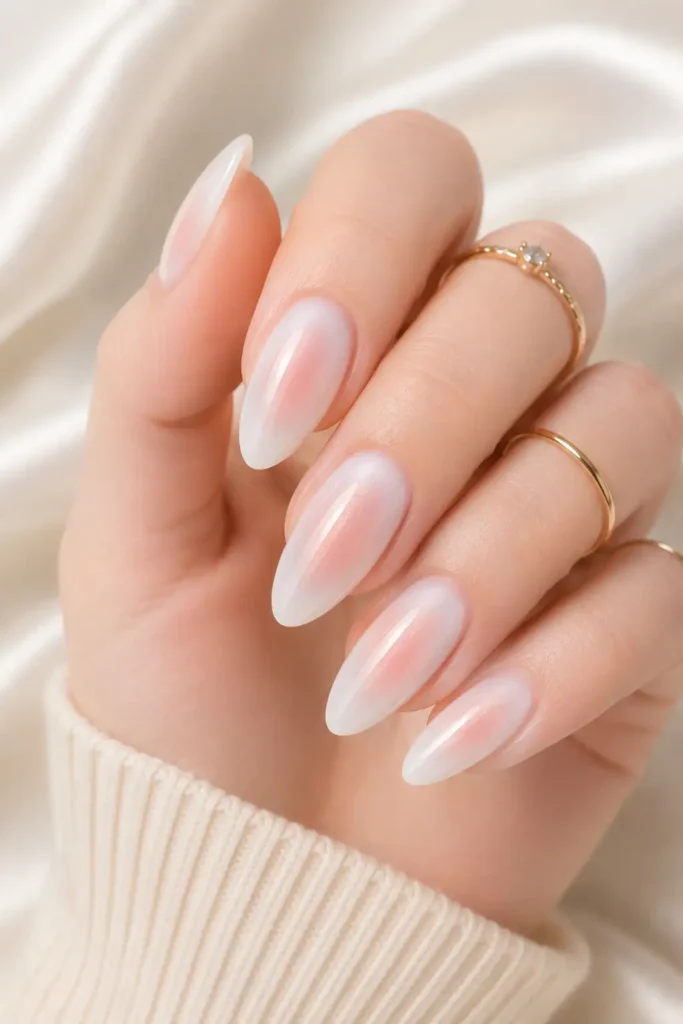 Aura Nails 18 16. Milky White Aura Nails