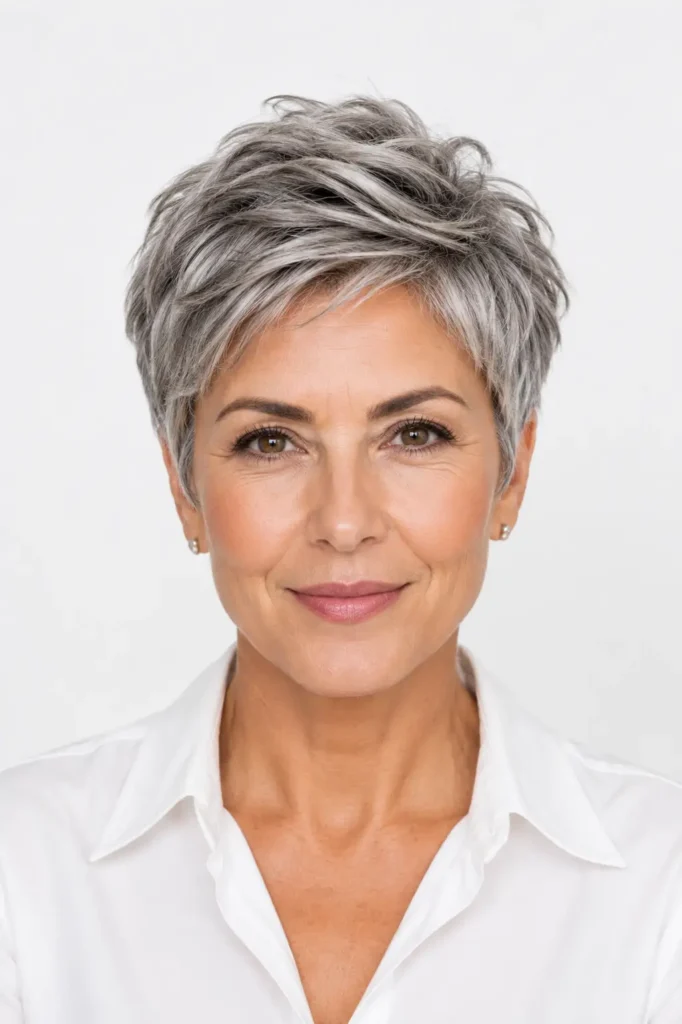16. The Silver Gray Pixie Cut