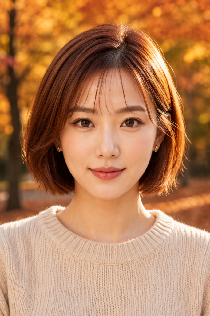 Chin Length Hairstyles for Thin, Fine Hair 19 17. Auburn or Copper Chin Bob Seasonal Fall Look