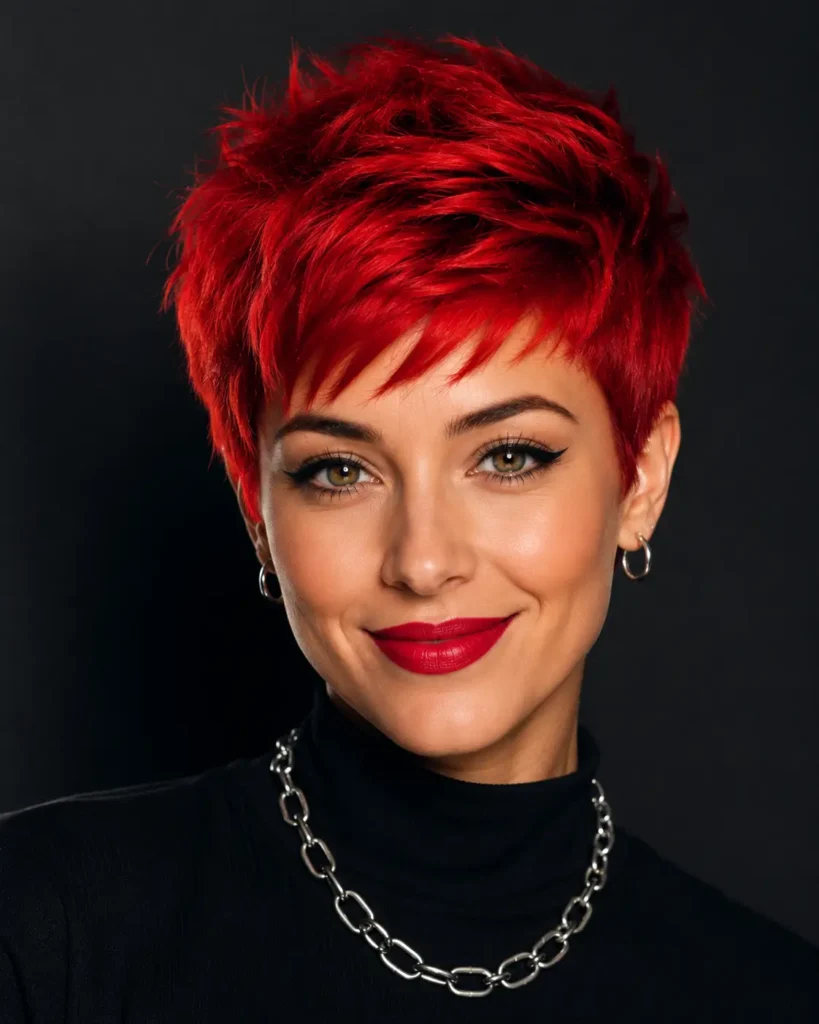Short Pixie Cut Ideas 19 17. Bold Color Pixie Pink Blue or Red