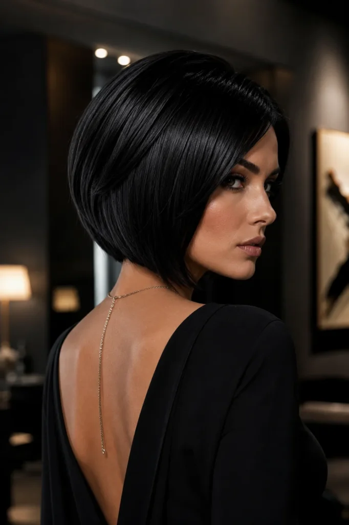 17. Midnight Black Stacked Bob