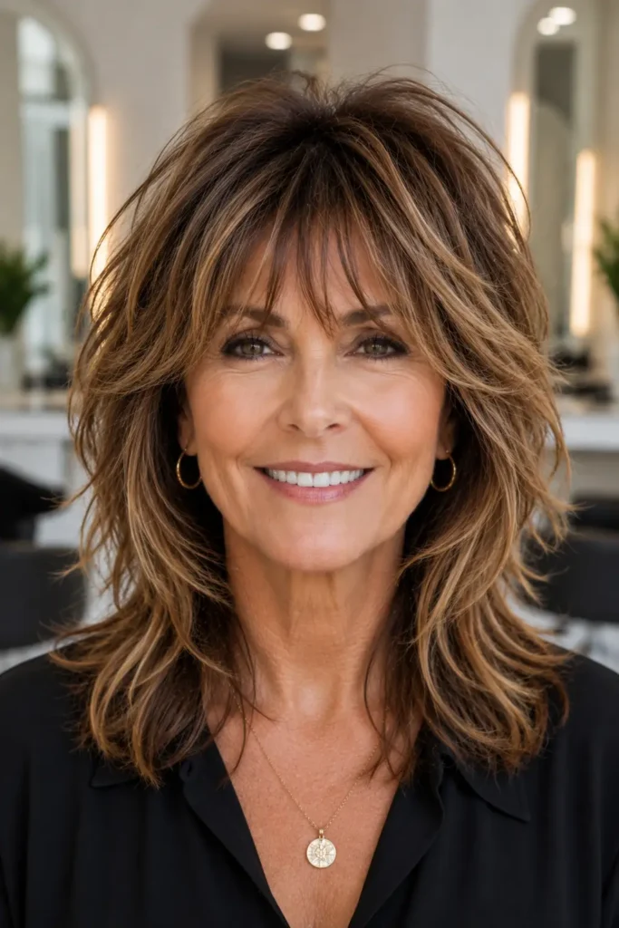Shaggy Hairstyles for Older Women 19 17. The Balayage Shag