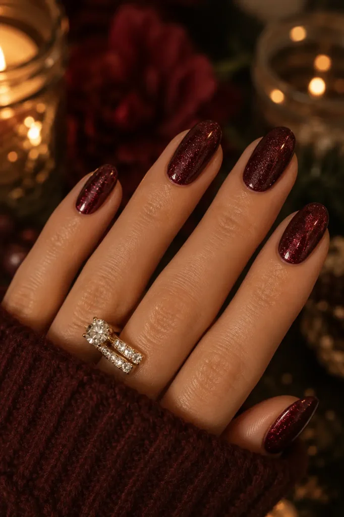 Burgundy Nails 19 18 — Winter Shimmer Burgundy
