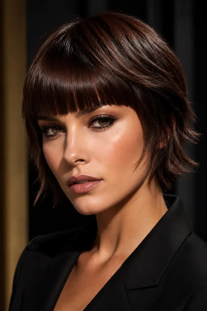 18. Blunt Bangs with Short Layers