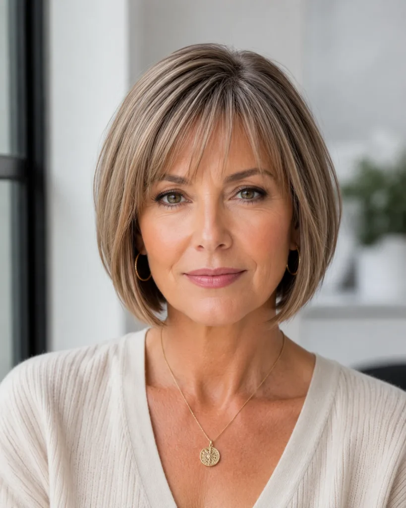 Short Haircuts for Women Over 50 19 18. Blunt Bob With Soft Fringe