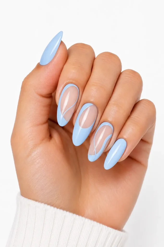 Light Blue Nail Ideas 20 18. Light Blue Negative Space Nails