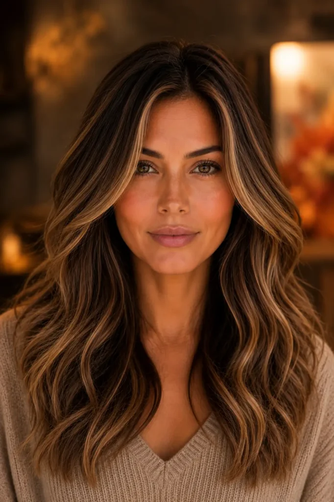 18. Toffee Caramel Balayage with Subtle Honey Streaks