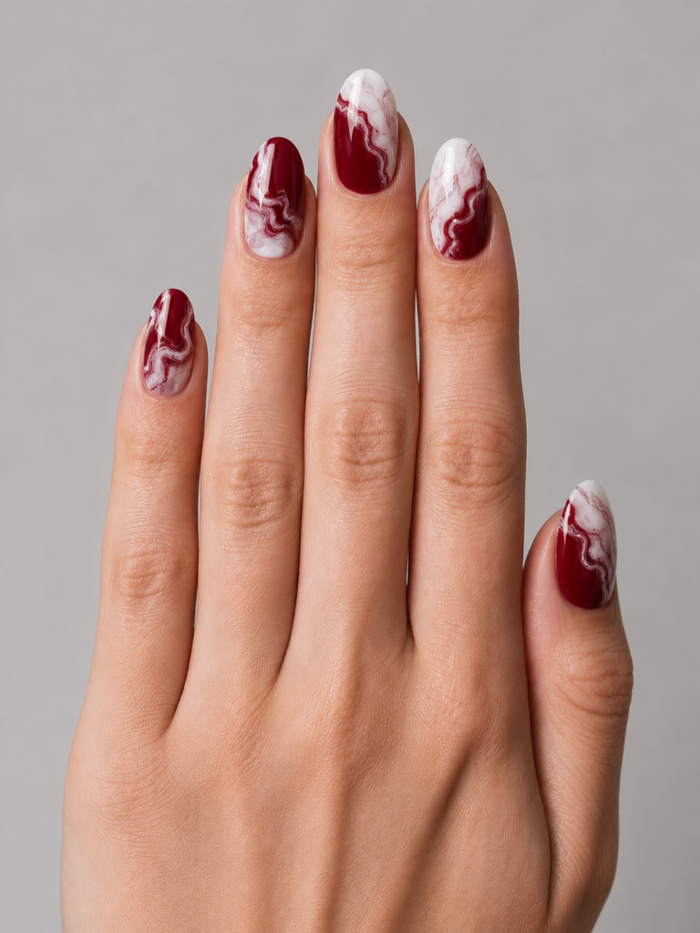 Red Cherry Nail Ideas 21 19. Cherry Marble Nail Art