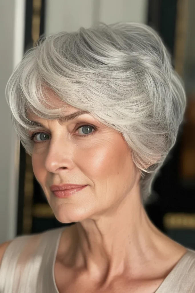 Short Haircuts for Women 20 19. Haircut Over 50 Short — Soft Silver Pixie