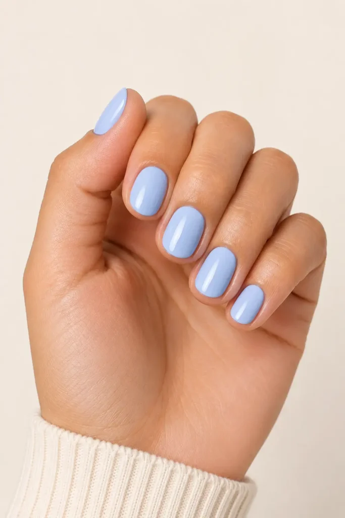 Light Blue Nail Ideas 21 19. Light Blue Short Round Nails 1