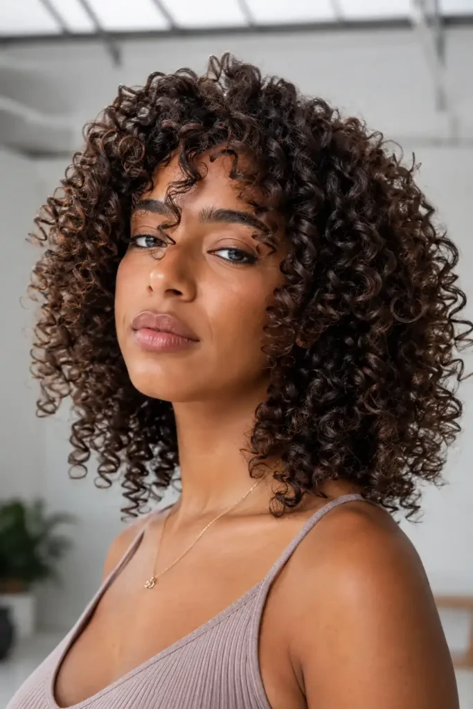 Medium Length Haircuts for Thick Hair 20 19.Curly Medium Haircut for Thick Hair