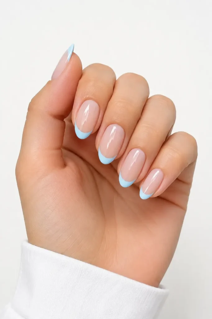 Light Blue Nail Ideas 4 2. Light Blue French Tip Nails