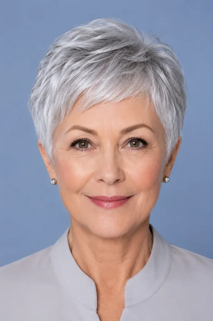 Short Pixie Haircuts for Older Women 4 2. Silver Fox Pixie Crop