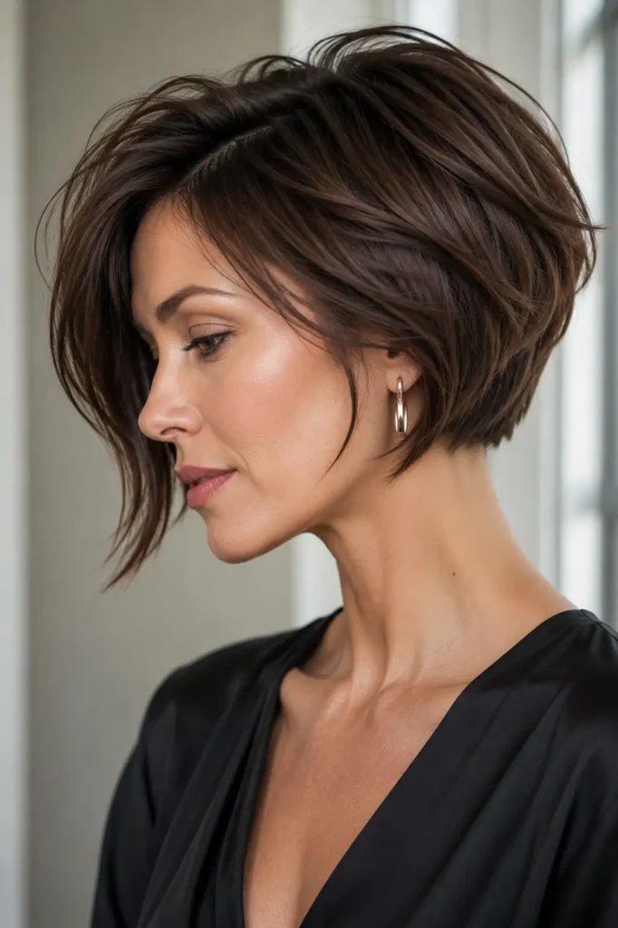 2. Textured Bob with Side Swept Layers