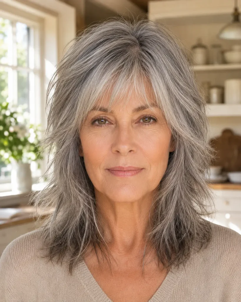 Shaggy Hairstyles for Older Women 4 2. The Silver Fox Shag