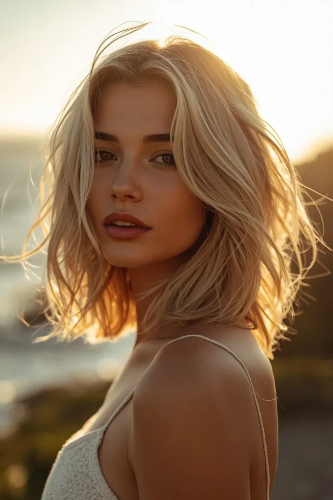 Medium Length Haircuts for Thick Hair 3 2.Shoulder Length Cut with Choppy Layers
