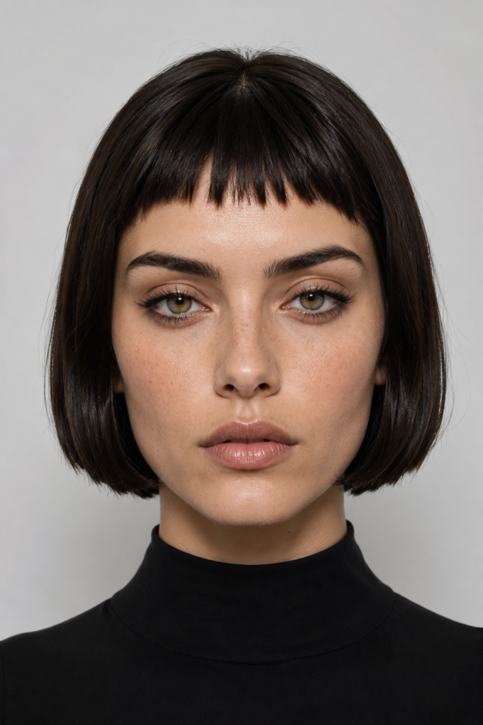 Chin Length Hairstyles for Thin, Fine Hair 22 20. Bob with a Micro Fringe