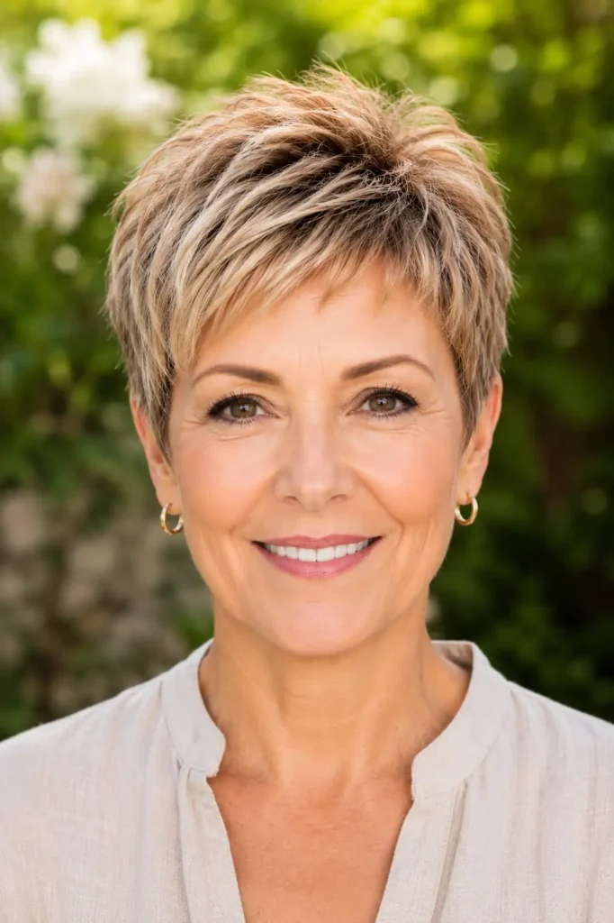 Short Pixie Haircuts for Older Women 22 20. Pixie with Subtle Highlights for Summer