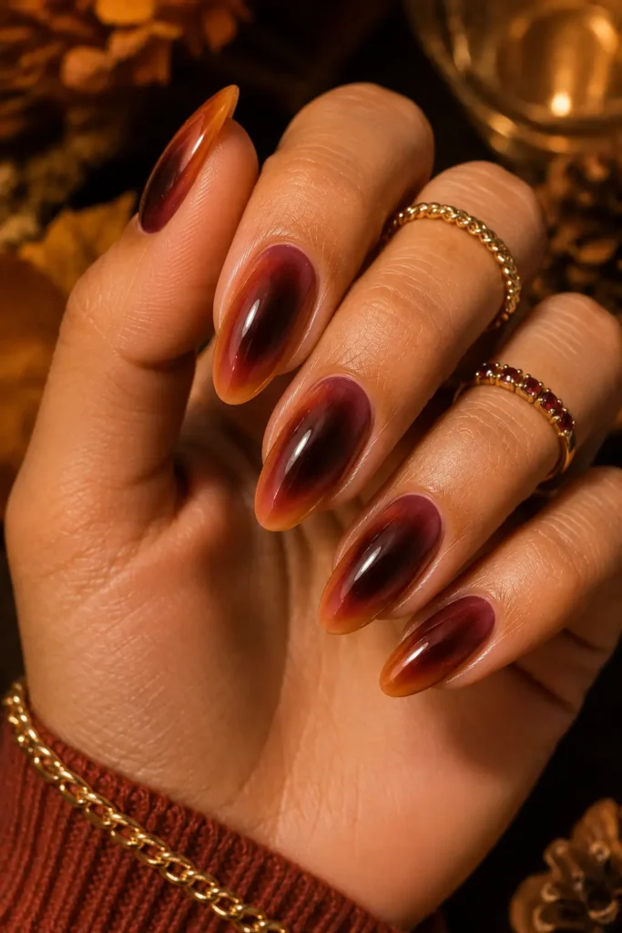 Aura Nails 22 20. Warm Fall Aura Nails