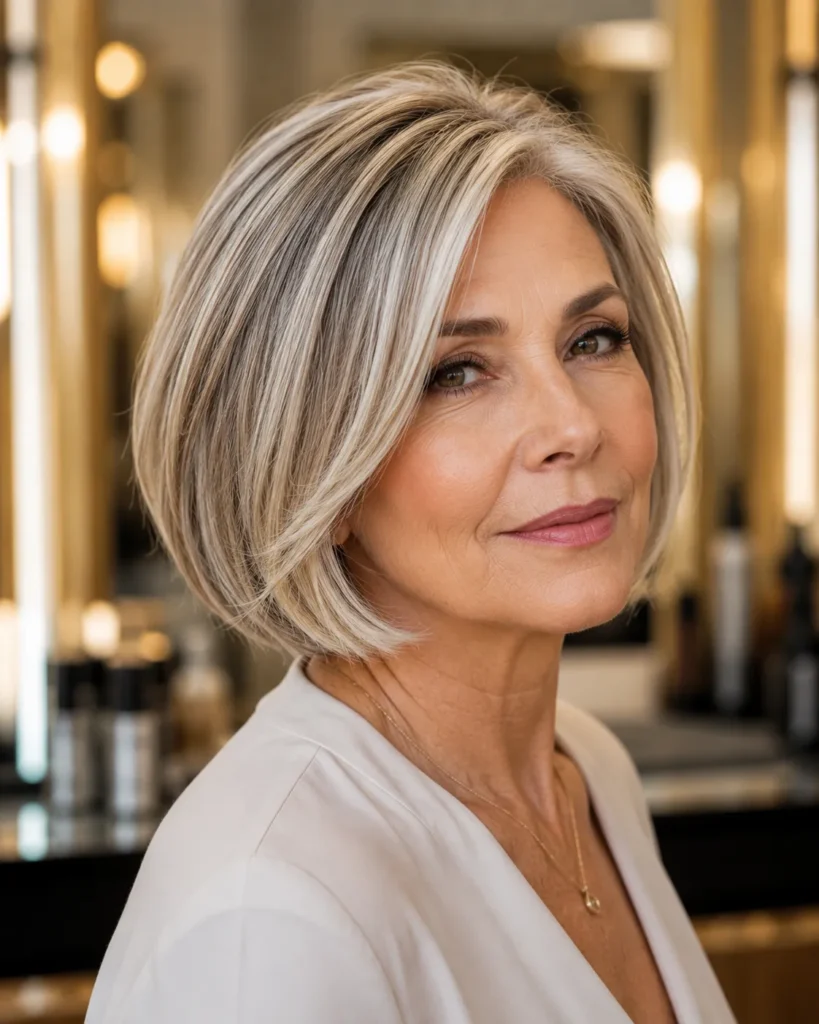 Short Haircuts for Women Over 60 22 21 — Silver Balayage Bob